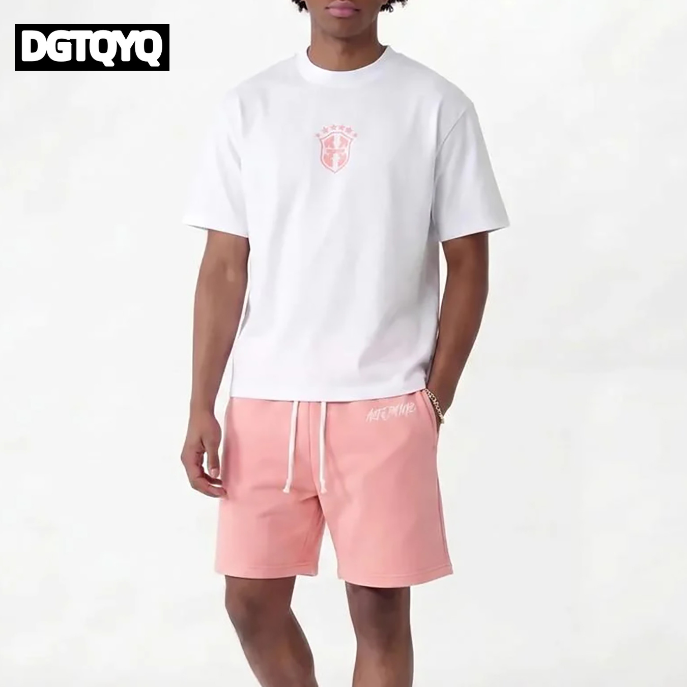 Summer Clothing For Young Men - Man's Summer New Pink Embroidered Casual