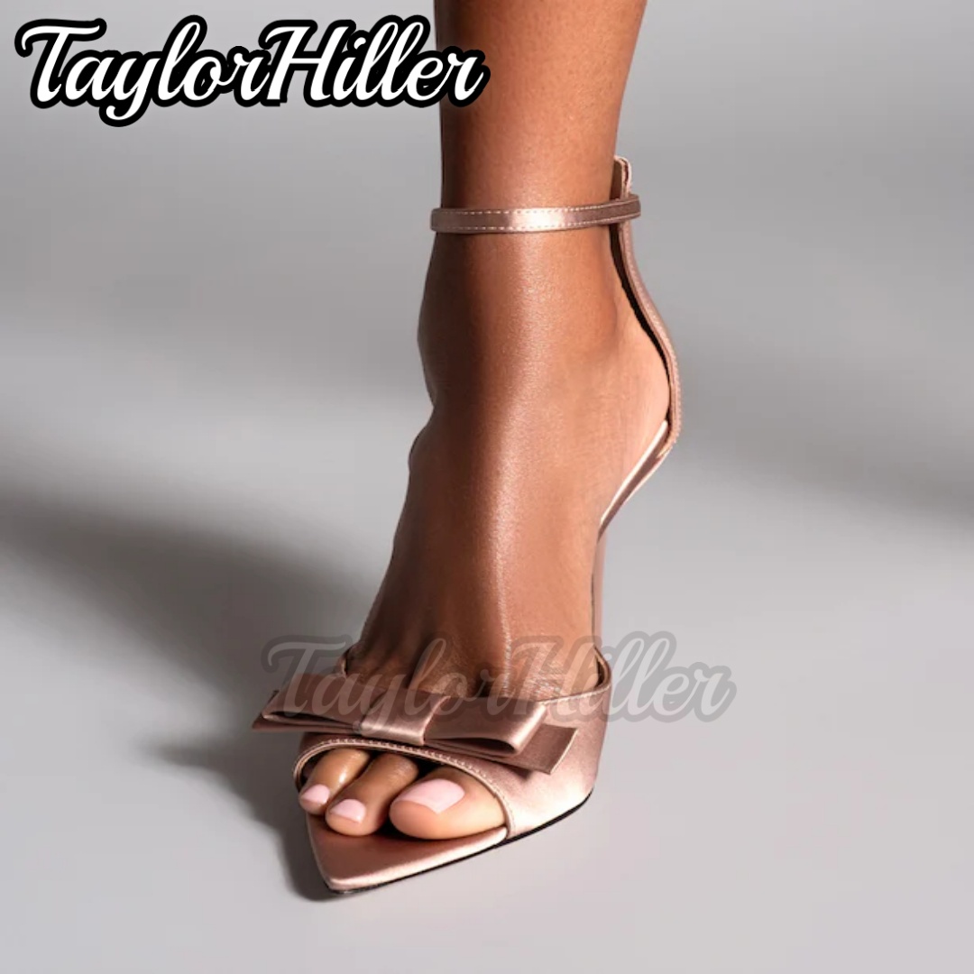 Summer Clothing Stores - Gentle Pink Butterfly-knot High Heels Satin