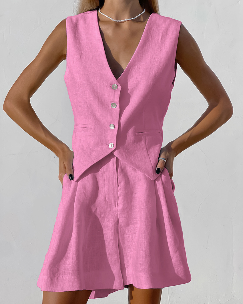 2025 New Suit Vest + Shorts Se - đánh giá và giá Summer Linen Clothing For Women