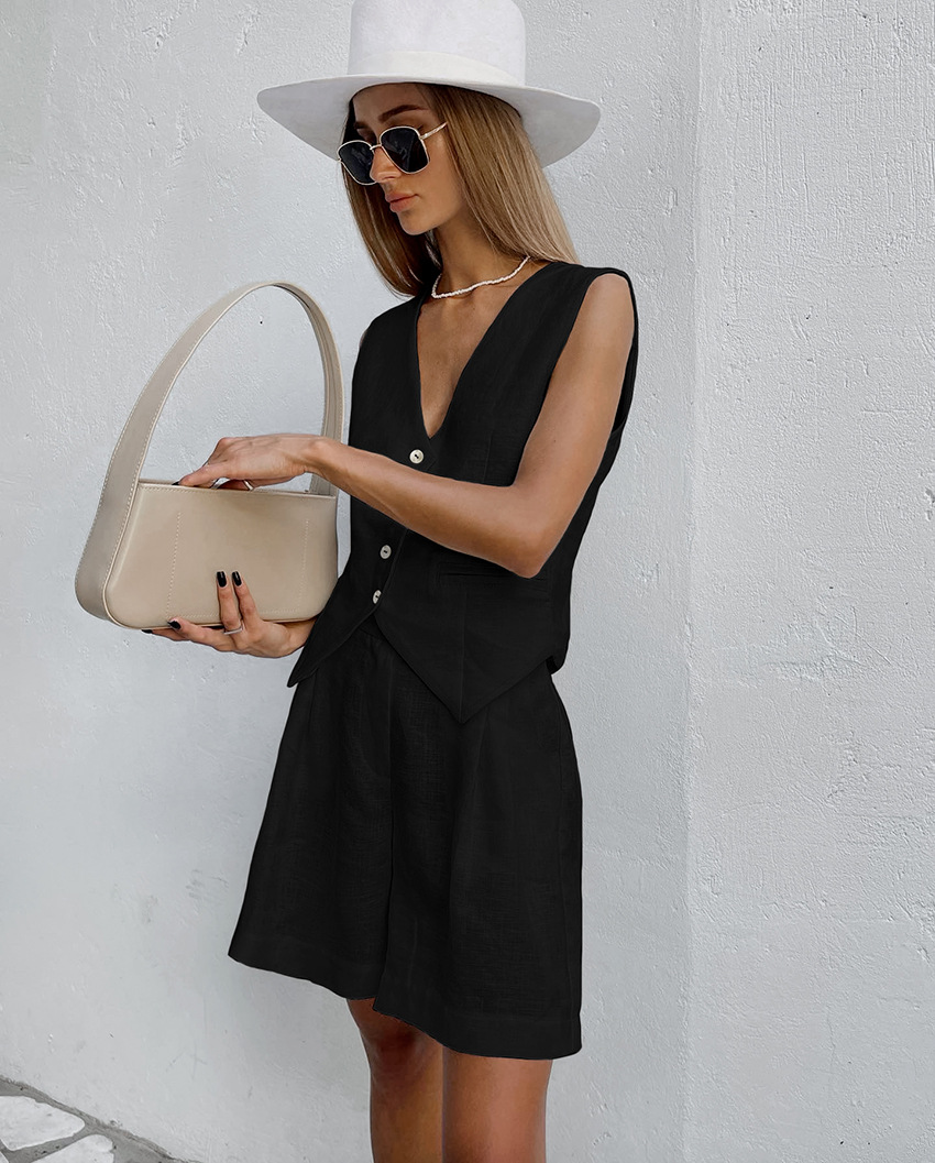 2025 New Suit Vest + Shorts Se - đánh giá và giá Summer Linen Clothing For Women