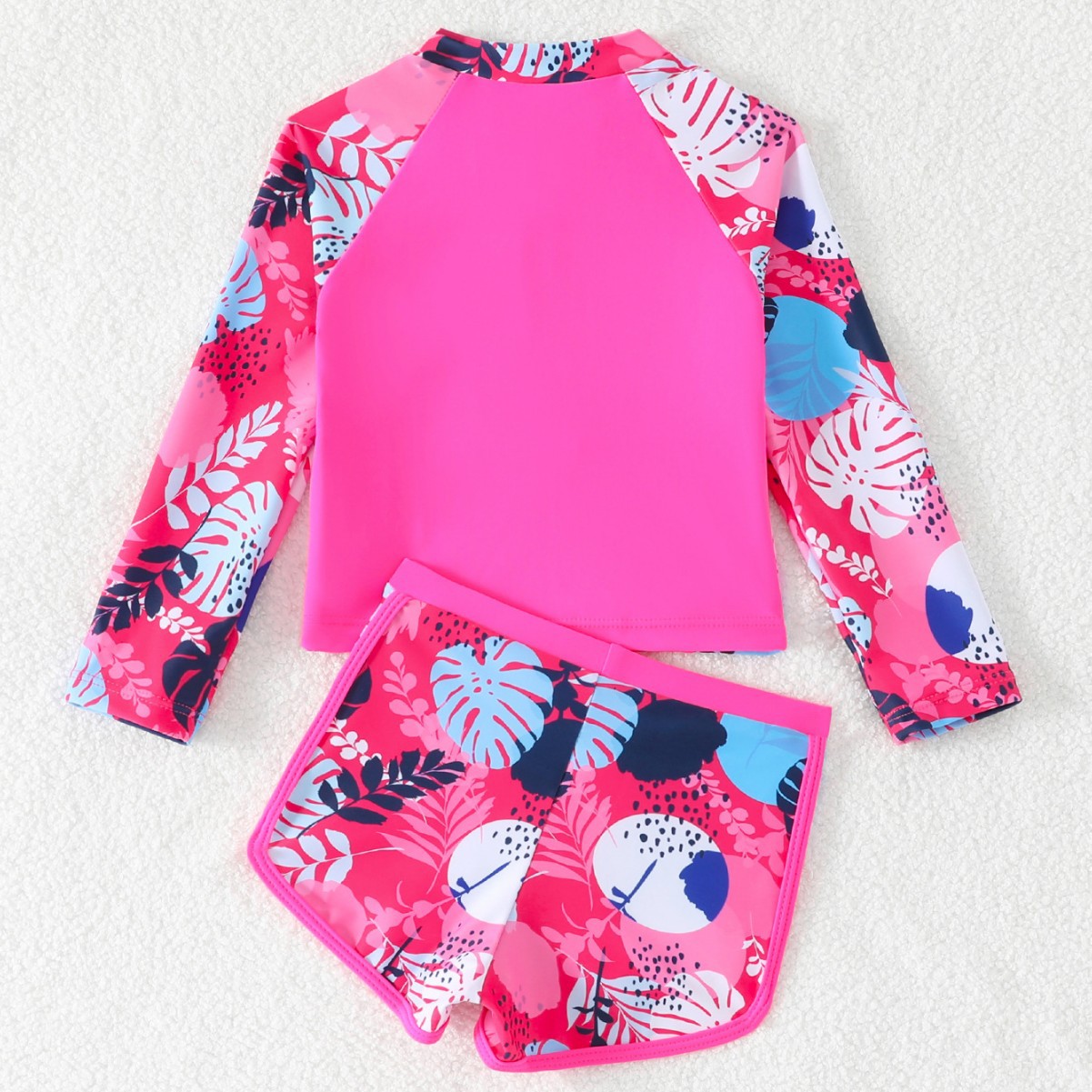 Girls Leaf Print 2 Piece Rash  - đánh giá và giá Rash Guard Long Sleeve