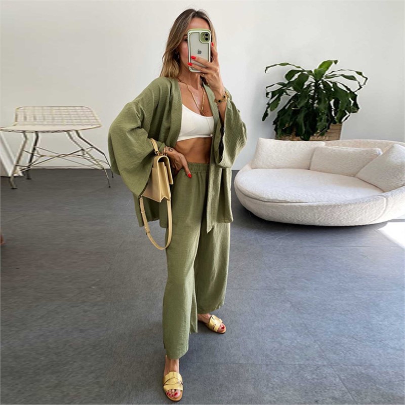 Women's Linen Trouser Suit Wit - đánh giá và giá Summer Linen Clothing For Women