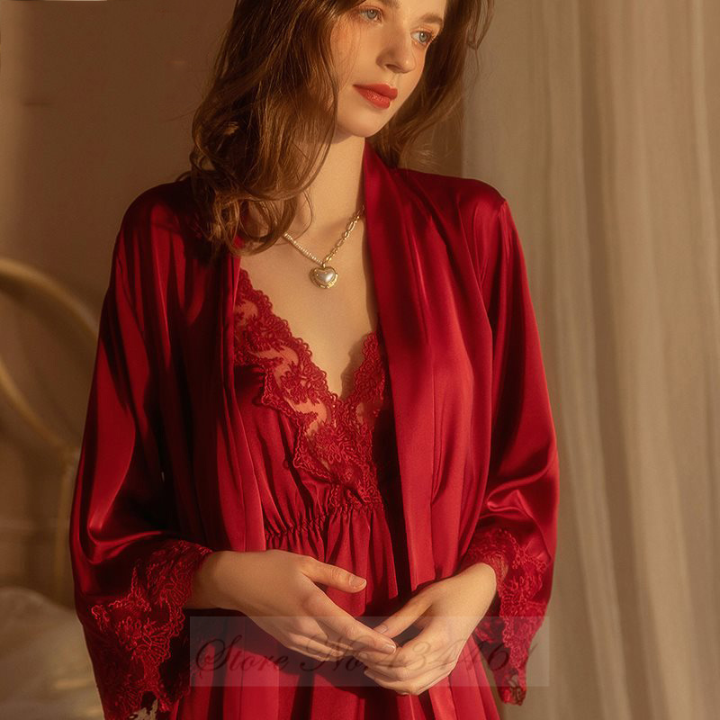Burgundy 2PCS Robe Set Nightgo - đánh giá và giá Summer House Clothing