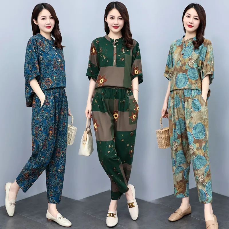 Middle Aged Mother Summer Suit - đánh giá và giá Summer Linen Clothing For Women