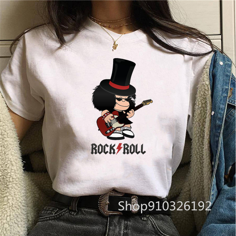 Rock Roll Mafalda tshirt Funny - đánh giá và giá Summer Clothing Teens