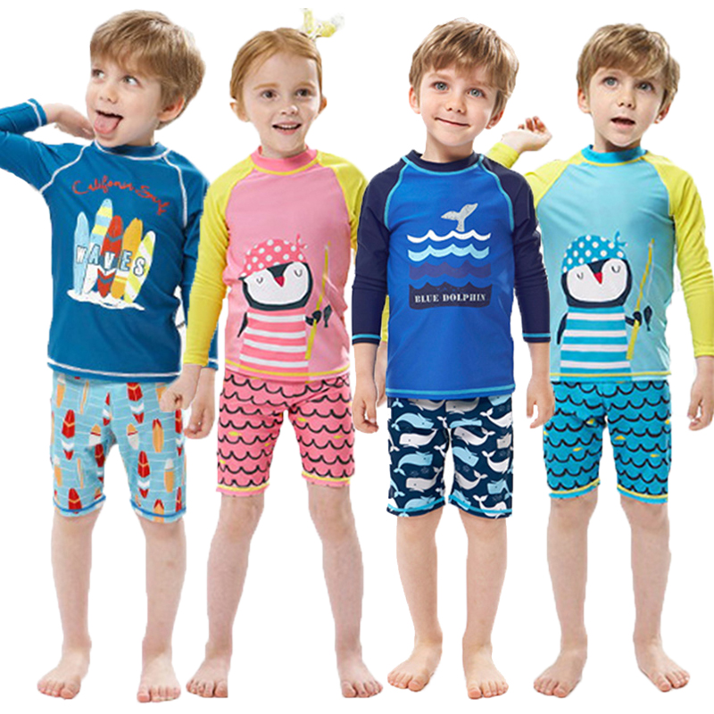 Kids Fish Dolphin Print Swimwe - đánh giá và giá Rash Guard Long Sleeve