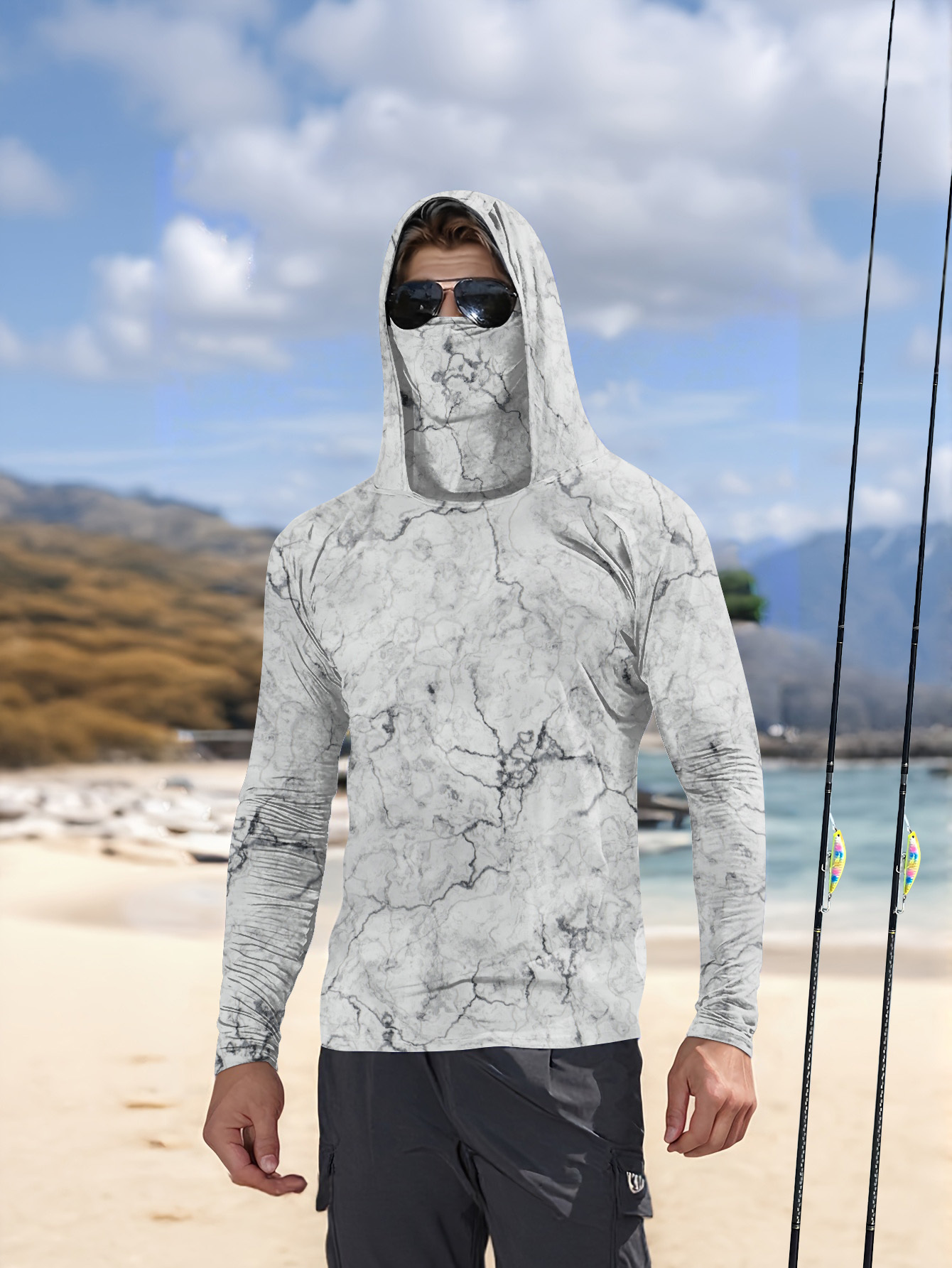 Men Hood Fishing Shirt long sl - đánh giá và giá Summer Clothing Long Sleeve
