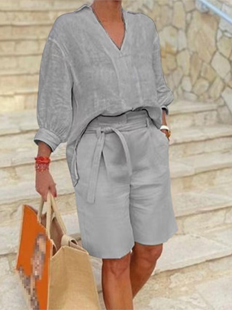 Women Suits Elegant Style Two  - đánh giá và giá Summer Linen Clothing For Women