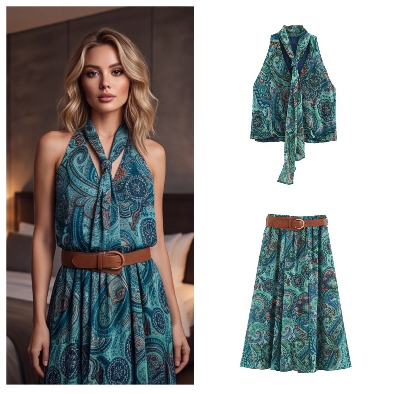 Vintage Printed Belt Long Skir - đánh giá và giá Summer Alt Clothing